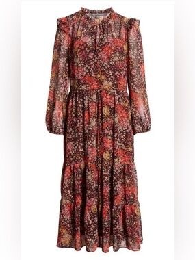 julia jordan Burgundy Floral Tiered Maxi Dress